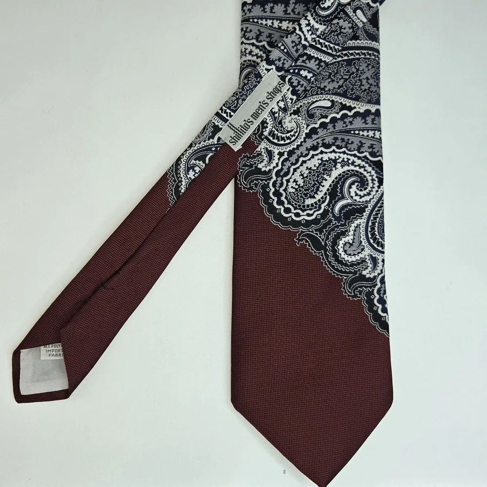 Vtg‎ 70s Mr John Beau Brummell Paisley Tie Shillito's Men's Shop Burgundy 4x57